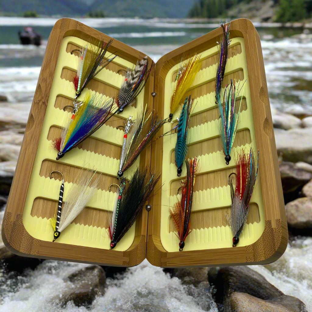 bamboo fly fishing box Bob's Box: Elegant and Functional Fly Storage Malloch Fly Box with Salmon