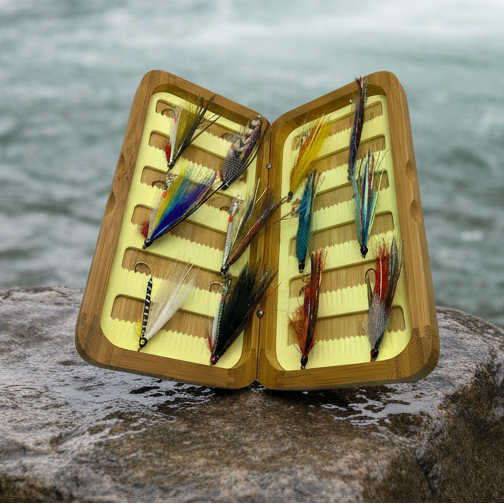 Fly Fishing Kit, Single Hook Streamer, Landlocked Salmon, Bamboo