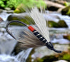 Artillry Hairwing Atlantic Salmon Fly. Red butt, black bodywith silver rib and white wing