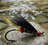Atlantic Salmon Fly, Black wing and body. red butt and head