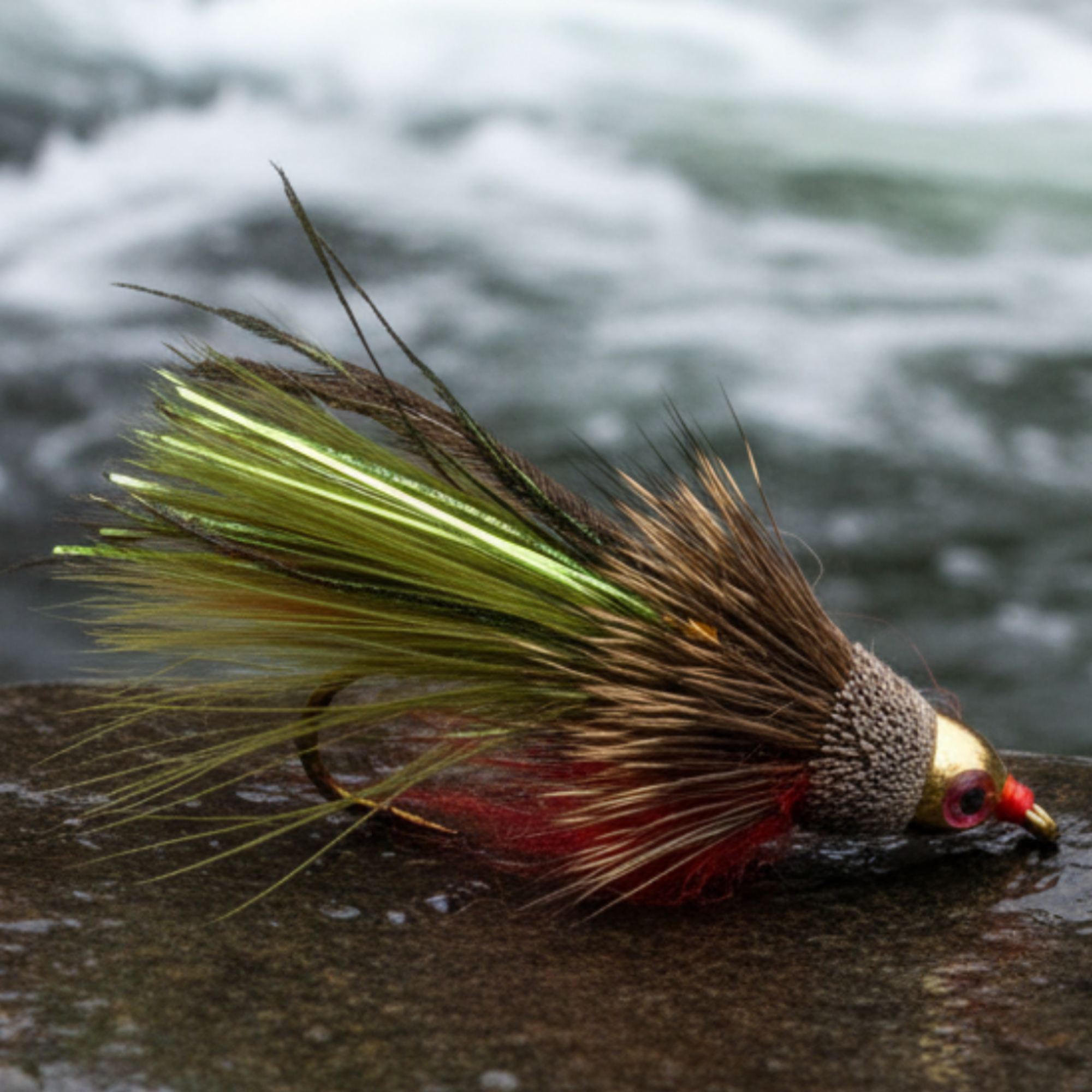sculpin fly. olive conehead marabou muddler