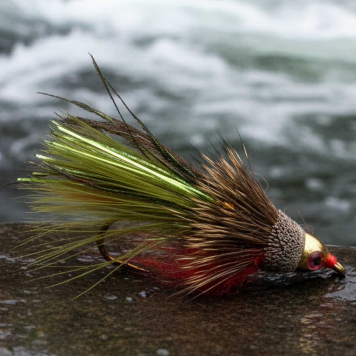sculpin fly. olive conehead marabou muddler
