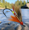 Copper Killer Hairwing Atlantic Salmon Fly with copper-toned body, dark wing, and subtle flash, designed for stained waters and low-light salmon fishing.