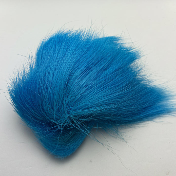 Deer Belly hair dyed Fl. Blue on a white background