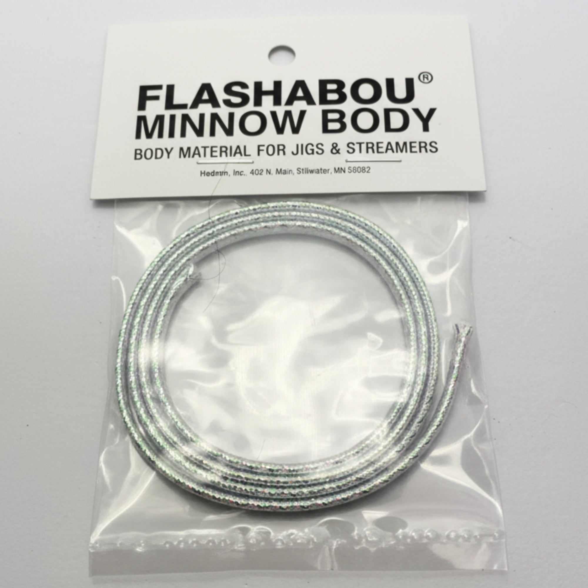 Packaged Flashabou Minnow Body fishing material on a white background