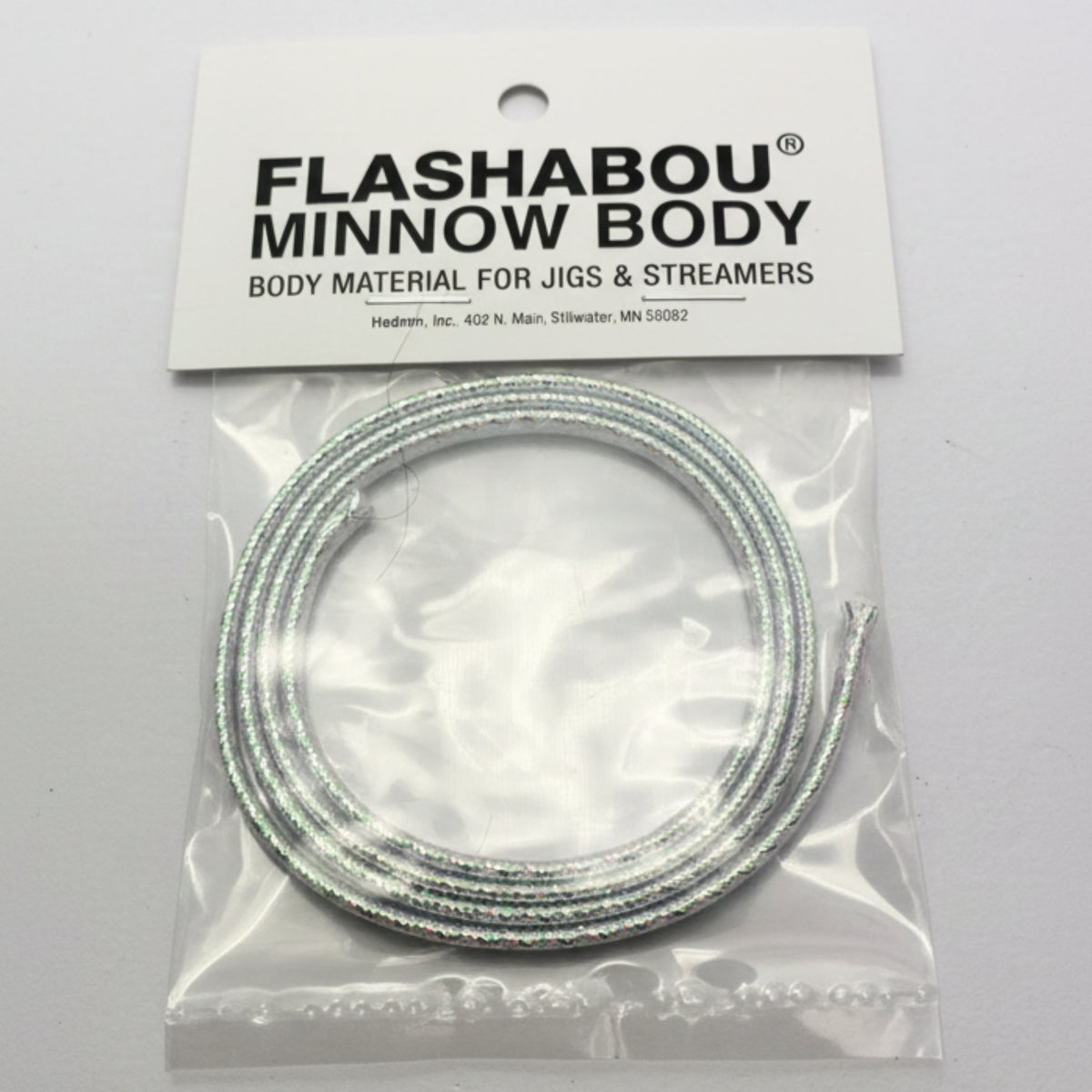 Packaged Flashabou Minnow Body fishing material on a white background
