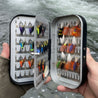 Deluxe Fly Fishing Kit, Atlantic Salmon Flies, Mixed Selection, with Aluminum Flybox + Engraved Image