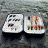 Deluxe Fly Fishing Kit, Atlantic Salmon Flies, Mixed Selection, with Aluminum Flybox + Engraved Image