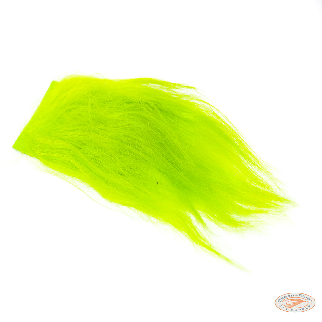 Chartreuse Himalayan Mountain Goat fur and hair, used for fly tying materials. The fur is soft and long, with a shiny texture