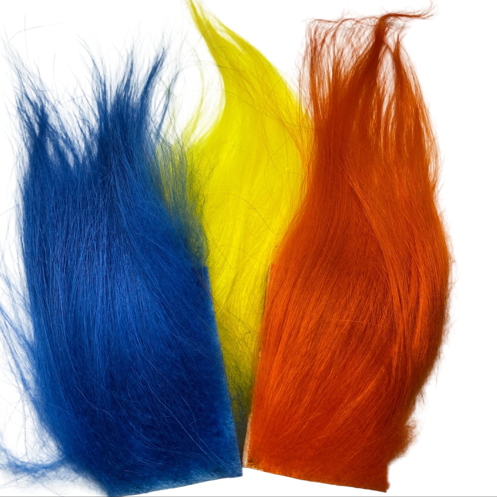Cashmere Goat Hair in blue, yellow, orange