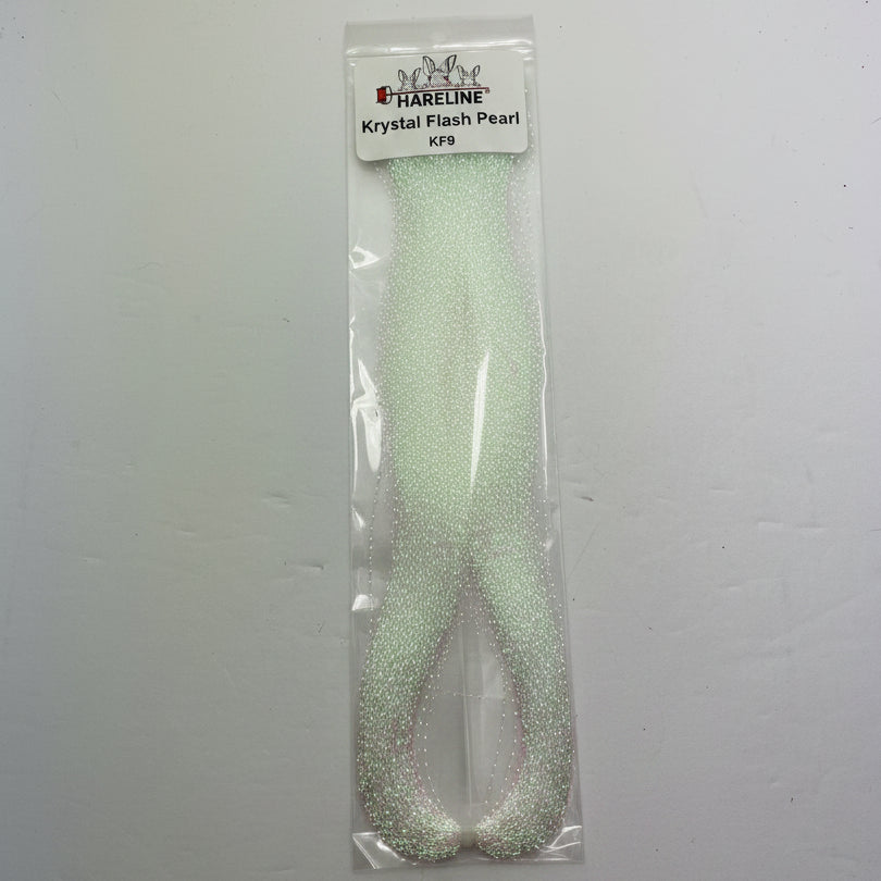 Pearl Krystal Flash by Hareline on a white background