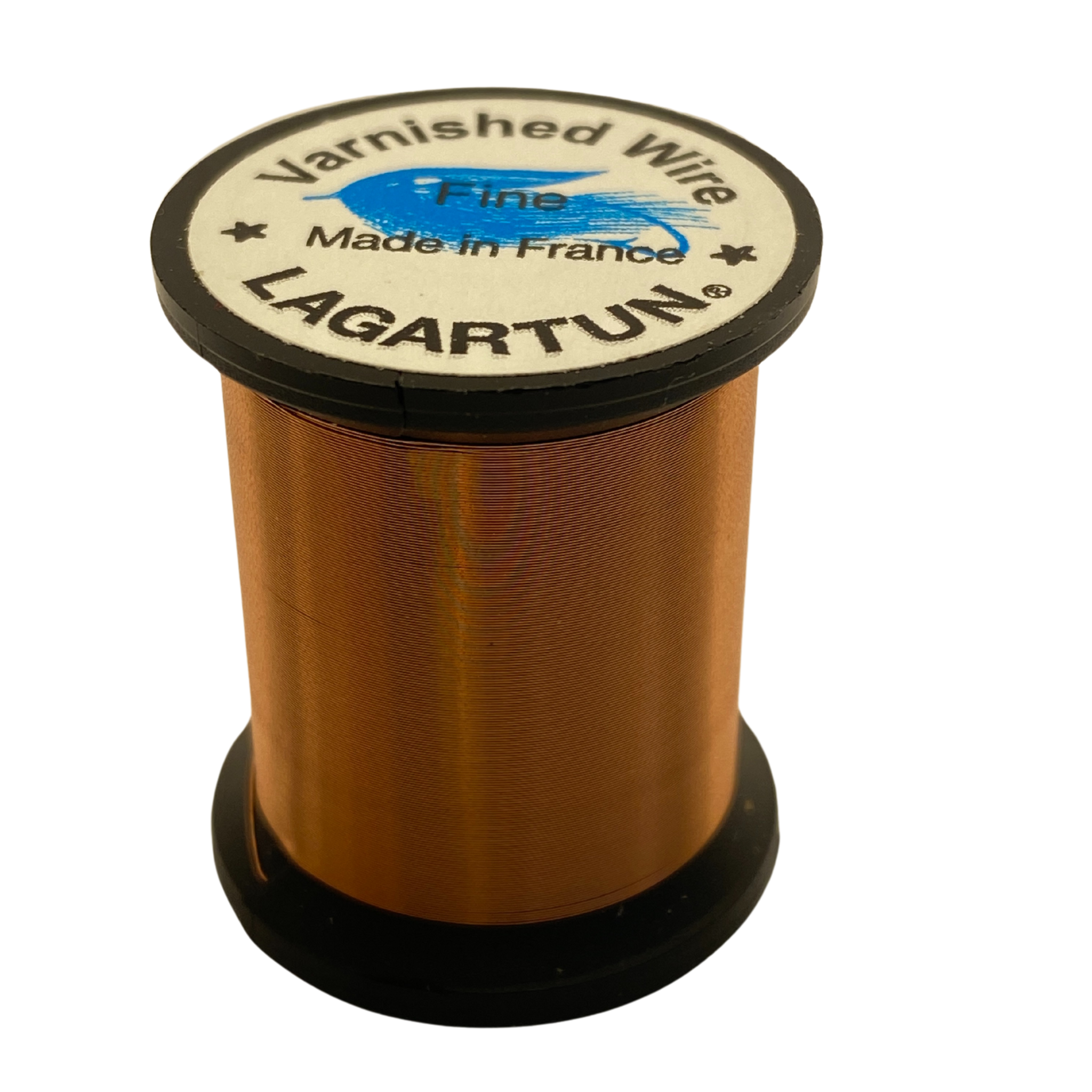 Spool of Lagartun varnished wire on a white background