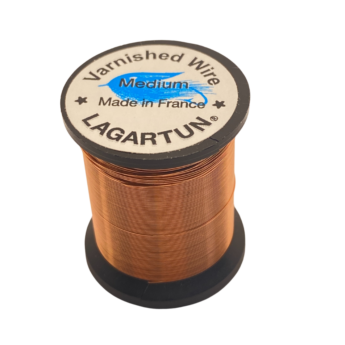 Spool of Lagartun varnished wire on a white background