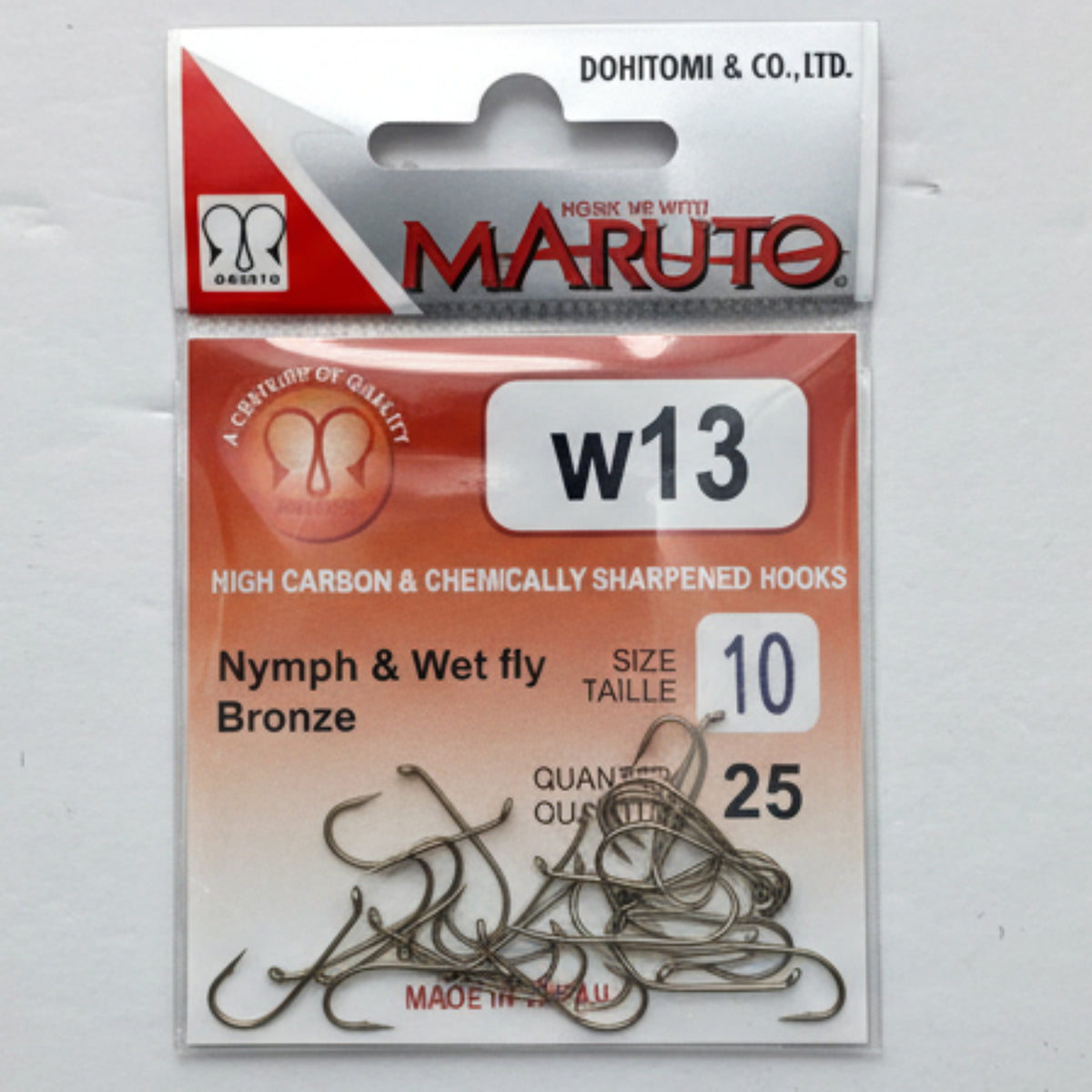 Maruto fishing hooks packaging with hooks on a white background