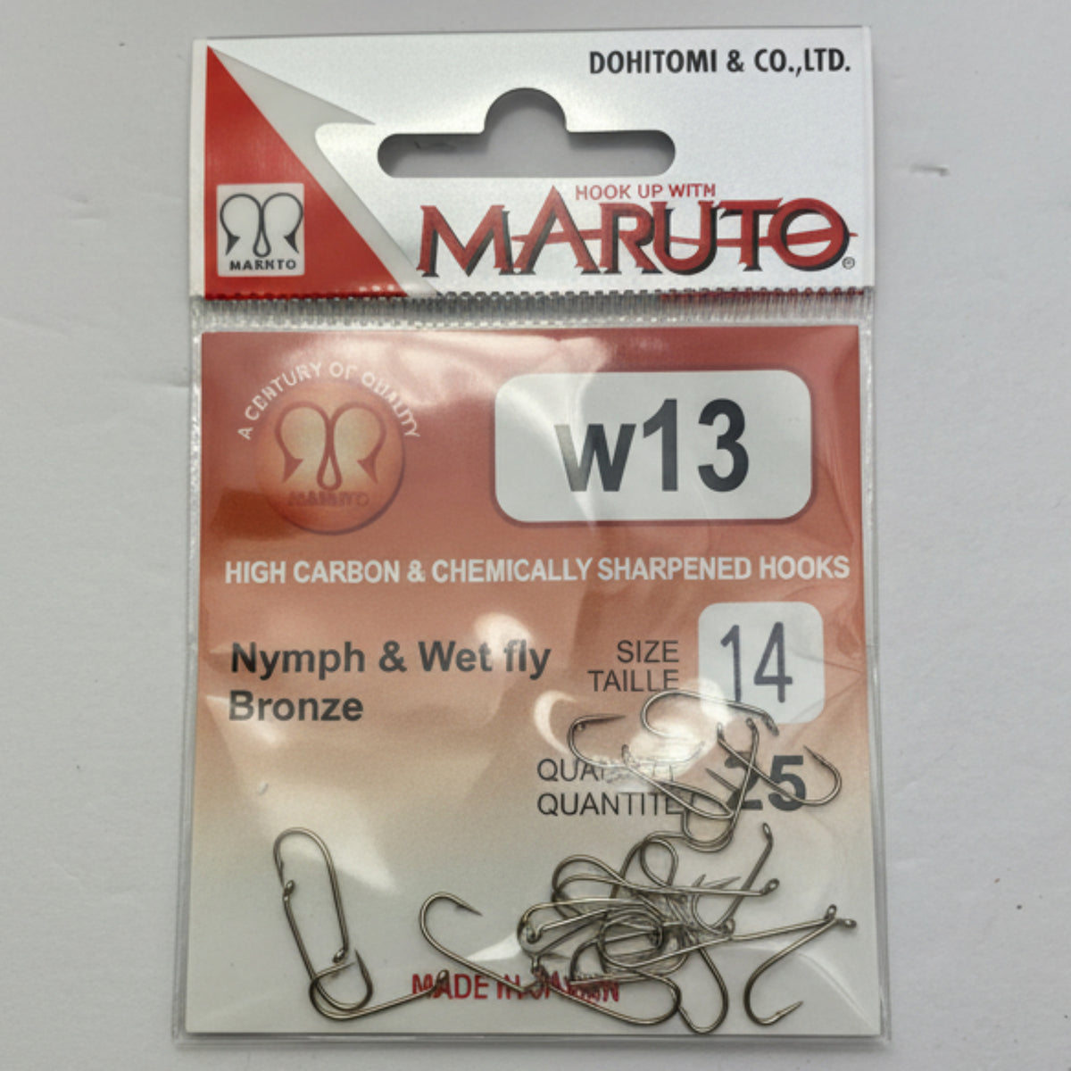 Fishing hooks with Maruto packaging on a gray background