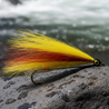 Streamer fly. Mickey Finn, ellow and red hair over a silver tube body