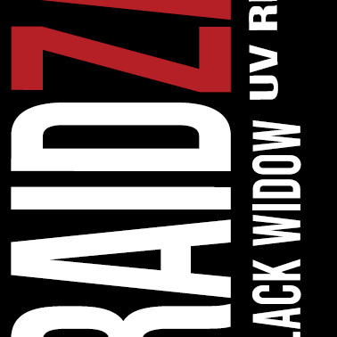 RAIDZAP Black Widow UV Resin packaging with red and white text on a black background