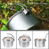 1.1L Titanium Bushcraft Hanging Pot With Detachable Traditional Hanger Handle For Camping Hiking Backpacking Outdoor Tableware