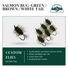 Salmon Bug - Green - White Tail - Brown Hackle