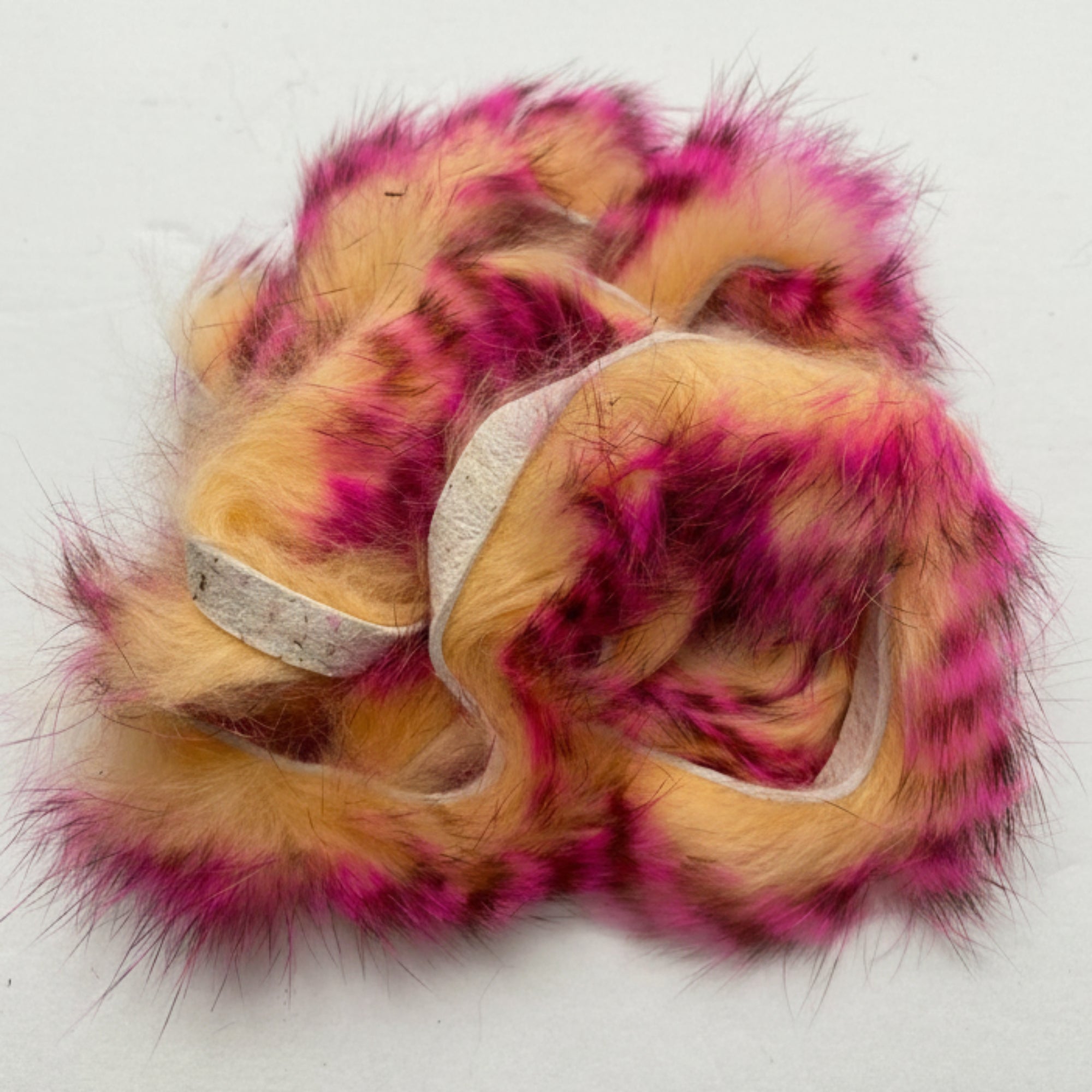 tiger barred magnum rabbit strips hot pink/brown over peach