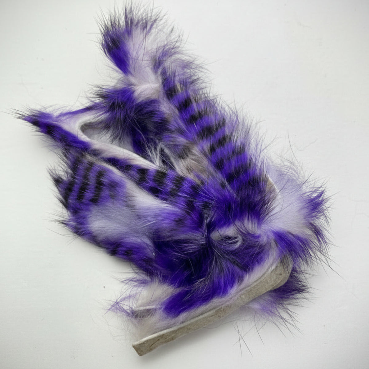 tiger barred magnum rabbit strips. purple black over white