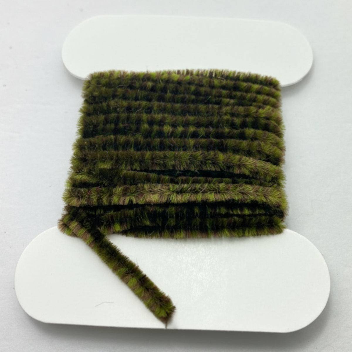 Variegated chenille - peacock olive and brown colors