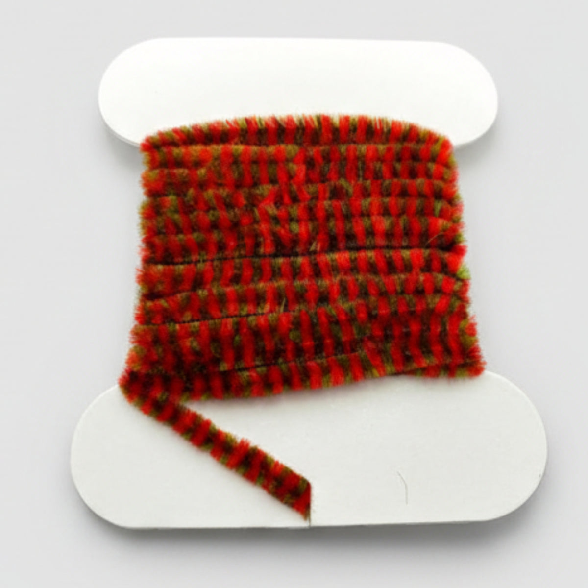 Variegated chenille - colors peacock olive and red
