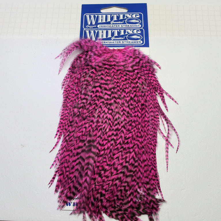 Whiting Freshwater Streamer Saddle - Pink on a white background