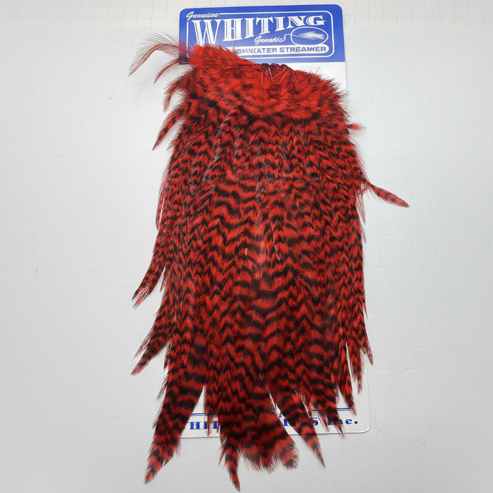 Whiting Freshwater Streamer Saddle - red on a white background