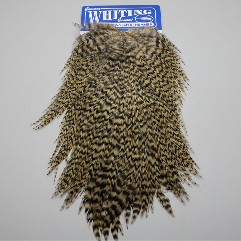 Whiting Freshwater Streamer Saddle - Tan on a white background