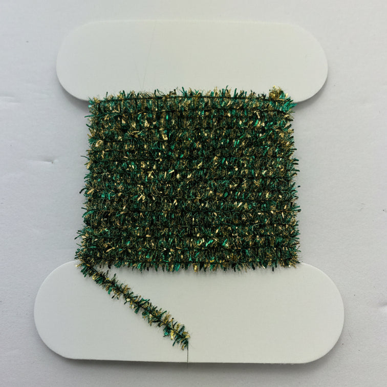 Fly tying material - crystal chenille - peacock color size meadium on a white background