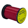 A spool of Semperfli Classic Waxed Thread 6/0 in red color, with product details visible on the label.