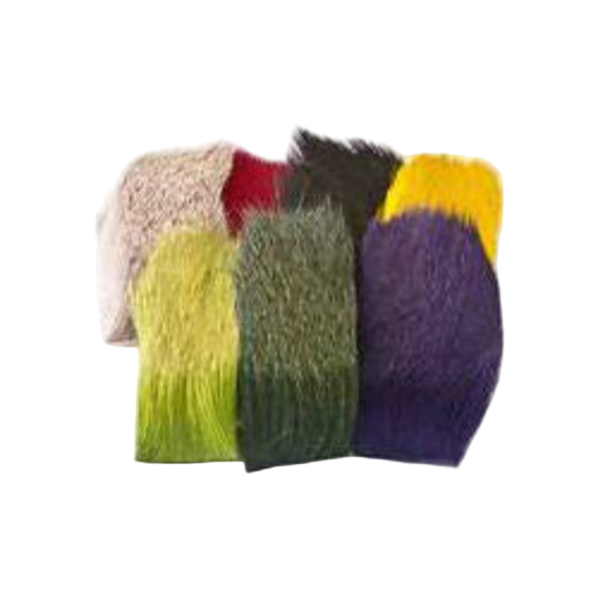 Deer body hair. Various colors. White background