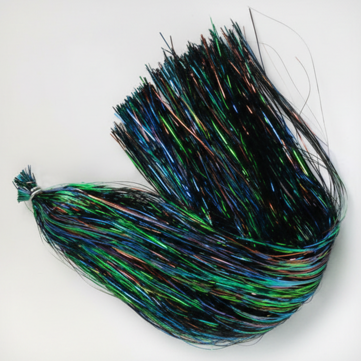 Multicolored tinsel on a white background
