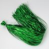 Green tinsel on a white background