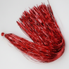 Red tinsel on a white background