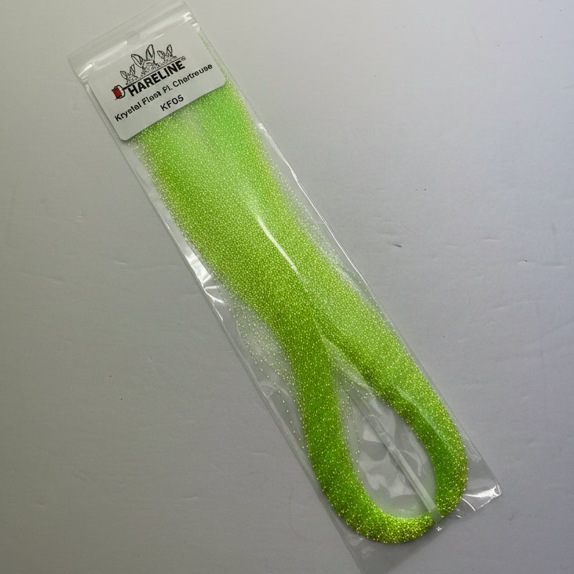 Fly tying material, hareline krystal flash in chartreuse color