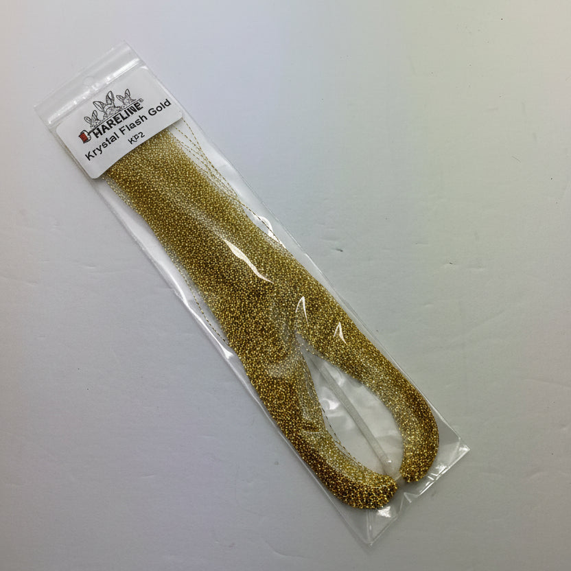 Fly tying material, hareline krystal flash in gold color