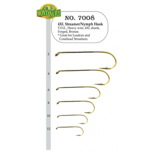 Set of gold fishing hooks with a measurement scale on a white background