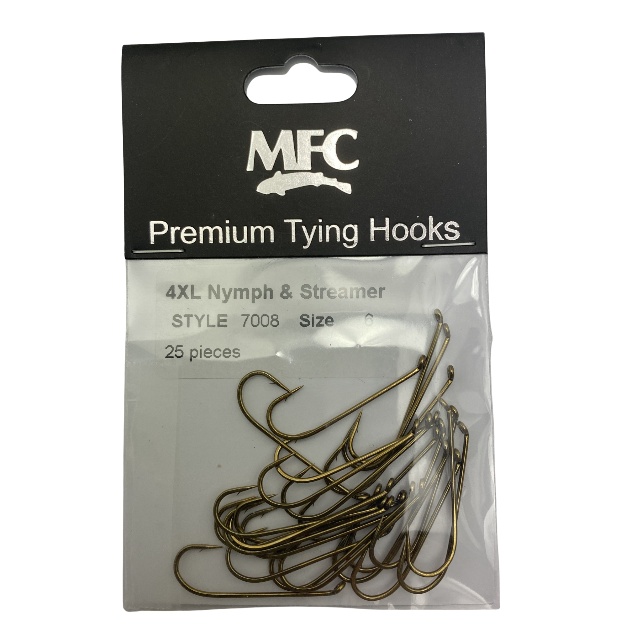 Pack of MFC Premium Tying Hooks with visible hooks inside on a white background