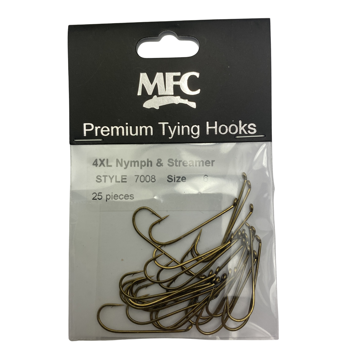 Pack of MFC Premium Tying Hooks with visible hooks inside on a white background