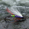 Atlantic Salmon Fly. Purple body, white wingand silver rib
