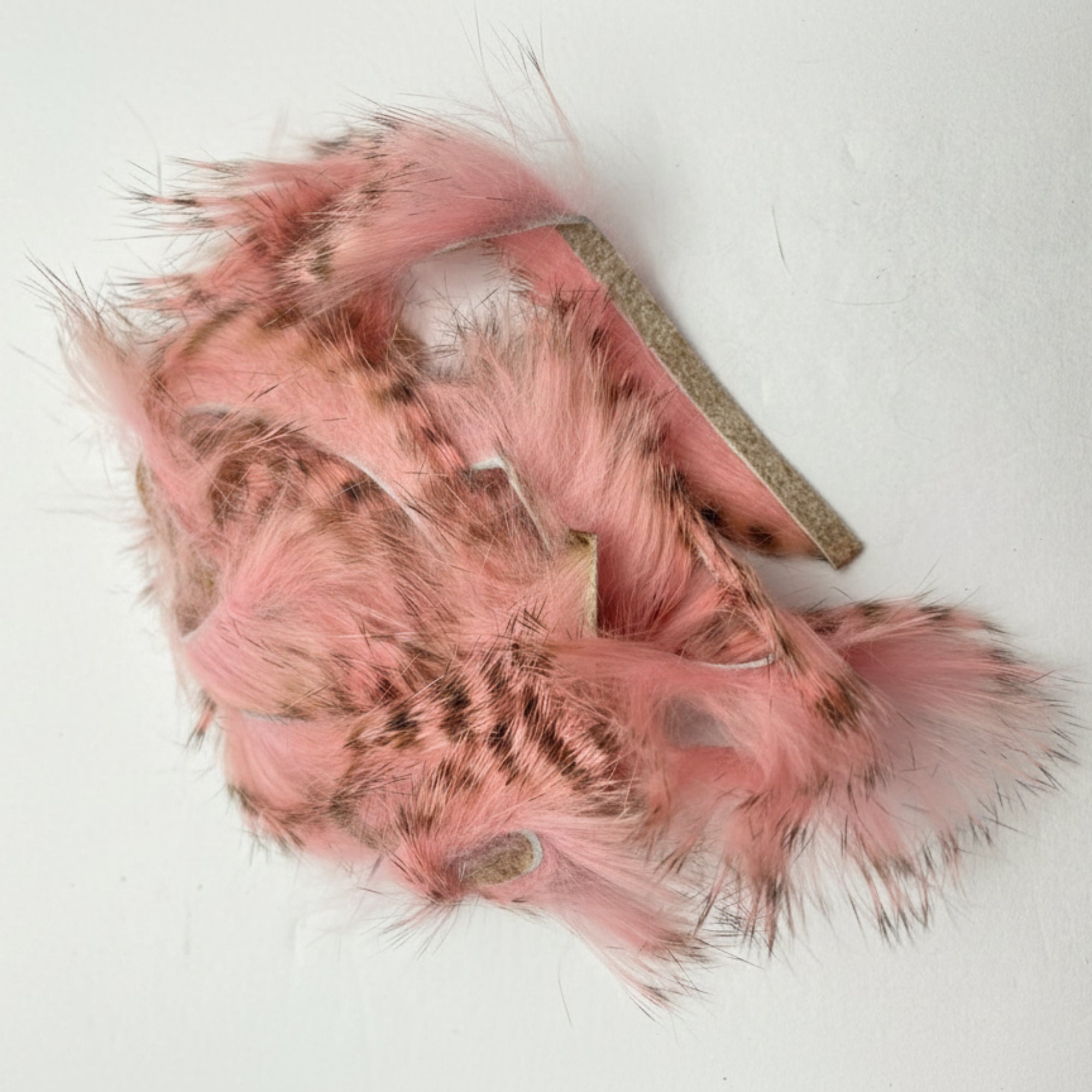 black barred rabbit strips in color salmon pink