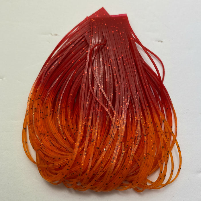 Fly tying material, wapsi sili legs, silicone legs with orange and red tips