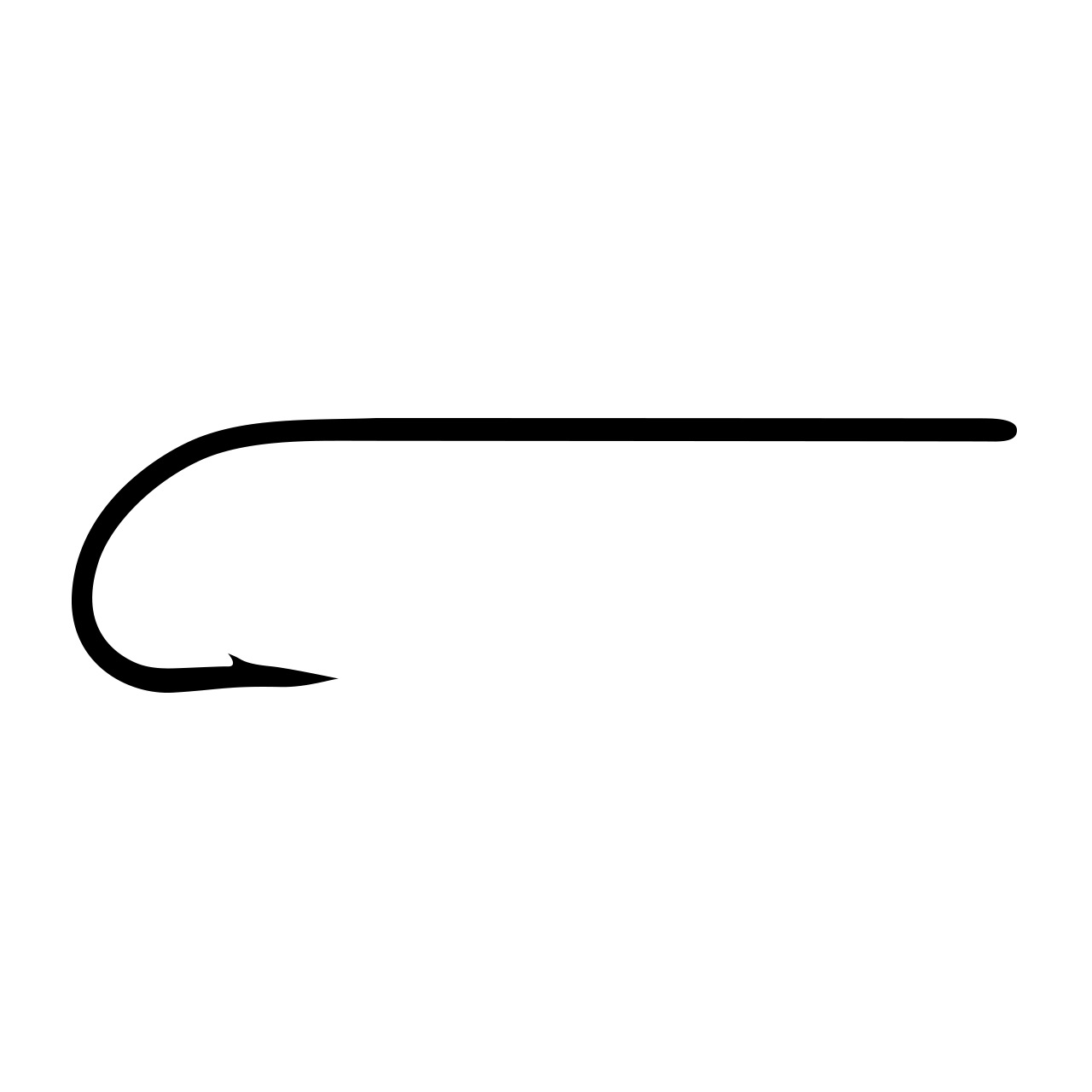 Black fishing hook on a white background